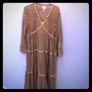 Vintage ochre boho hippie dress!!